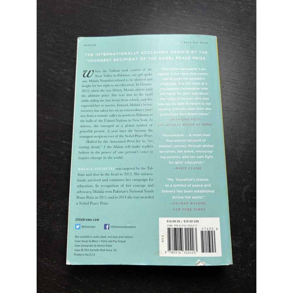 I Am Malala Yousafzai Paperback‎ Book Memoir Nobel Peace Prize Winner 2015 Ed